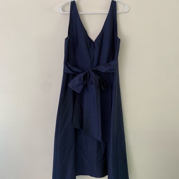 Ann Taylor Sz 12 Silk Dupioni V-Neck Midnight Blue Formal Dress. - Picture 11 of 15